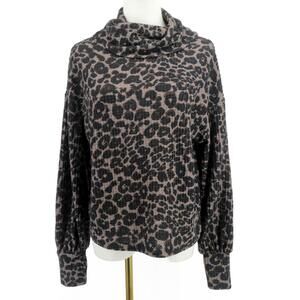 Sanctuary XS Leopard Print Cowl Neck Sweater Women’s Long Sleeve Soft Knit Top